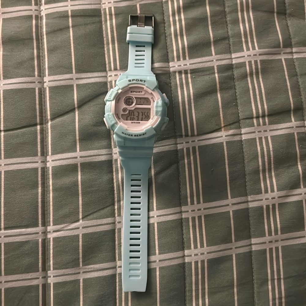 Baby blue sport watch